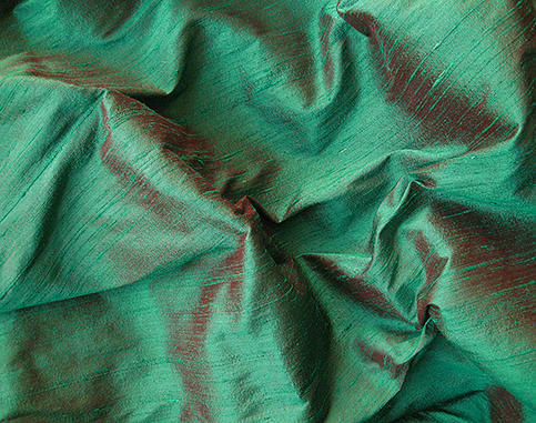 Deep Emerald Green Iridescent Silk Dupioni