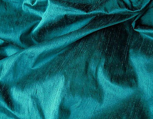 Jewel Tone Green Teal Iridescent Dupioni Silk Fabric