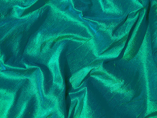 Emerald Blue Iridescent Silk Dupioni