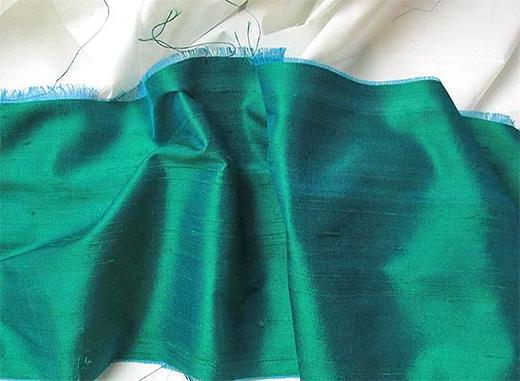 Blue Green Iridescent Silk Dupioni