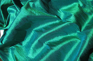 Blue Green Cross Dyed Silk Dupioni
